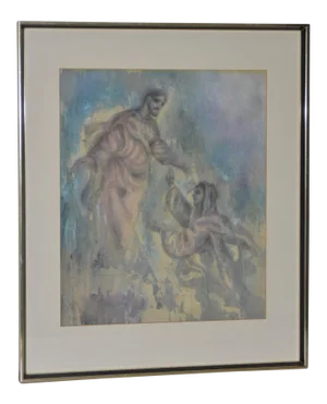 Charles Ware (1921-2005) Mid Century Modern Watercolor on Linen C.1969