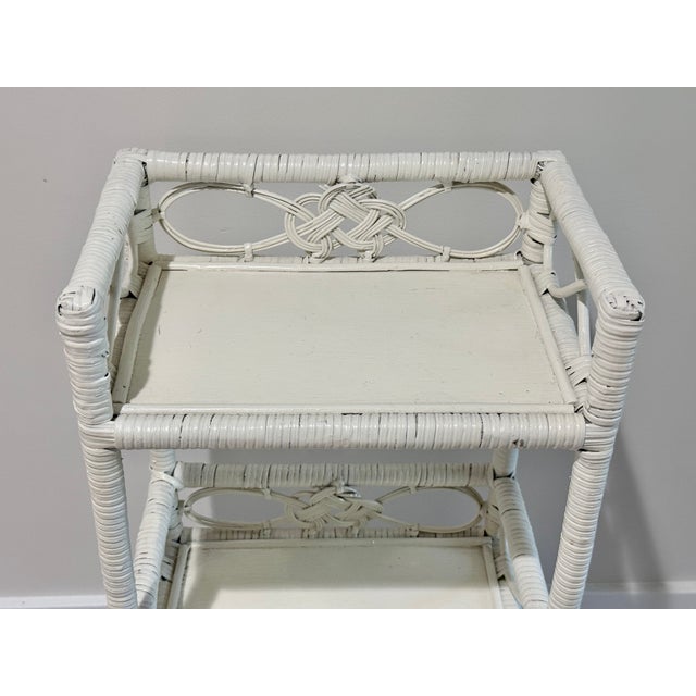 Victorian Style Wicker Three Tiered Etagère For Sale - Image 4 of 7