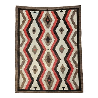 Vintage Native American Navajo Rug, Handwoven Wool, Eye Dazzler Pattern, 5x7 For Sale
