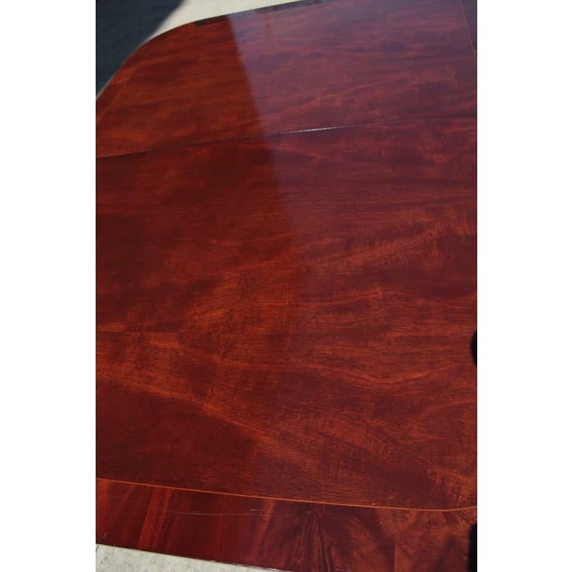 Wood Antique Mahogany Double Pedestal Duncan Phyfe Style Dining Table With Three Extension Leaves For Sale - Image 7 of 10