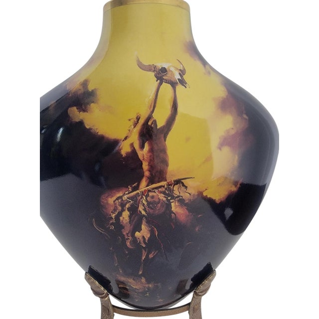 Beautiful vintage “Prayer to the Healing Spirit” porcelain vase by renowned Western artist Buck McCain, produced by the...