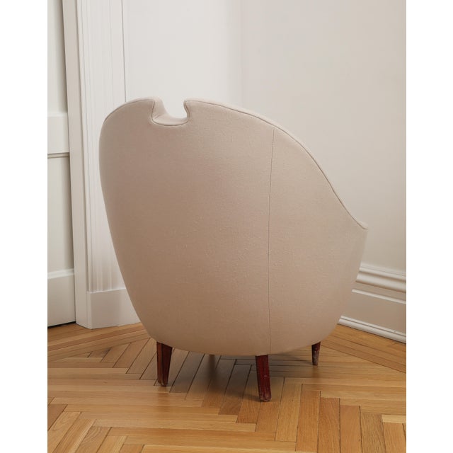 Wood 1950s Italian Federico Munari Upholstered Curved Lounge Chair For Sale - Image 7 of 10