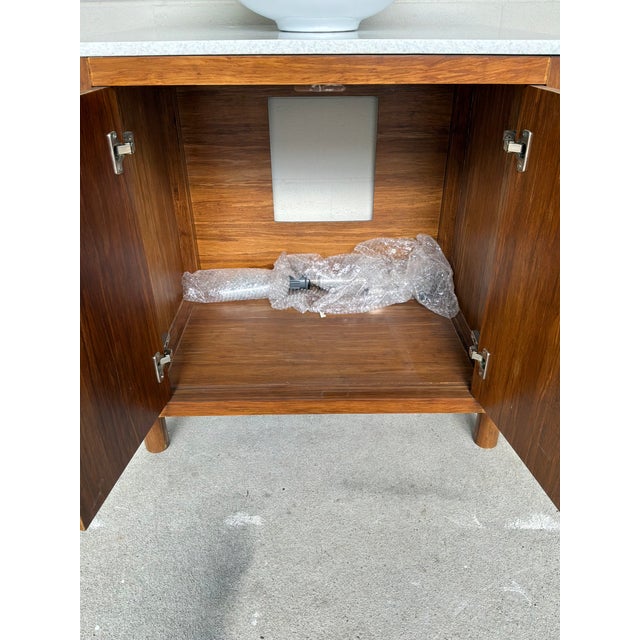 Modern Mahogany Vessel Sink Vanity For Sale - Image 4 of 5