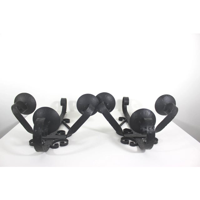 Vintage Spanish Hammered Wrought Iron Candle Sconces- A Pair For Sale - Image 9 of 10