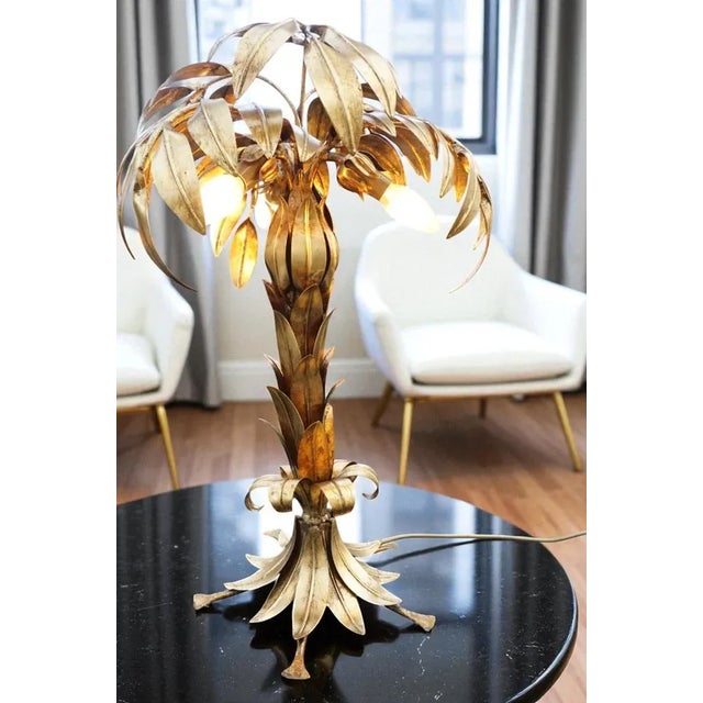 Gold Hollywood Regency Palmtree Table Lamp by Hans Kögl, 1980s For Sale - Image 8 of 18