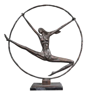 Art Deco Bronze Hoop Dancer Figurine Statue Roaring Twenties