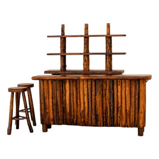 Handcrafted Bar Cabinet in Walnut and Oak, 1960s, Set of 4 For Sale