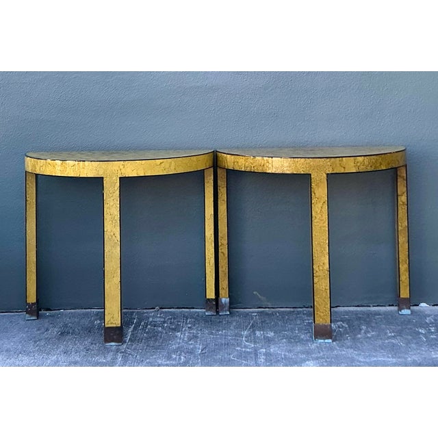 Vintage Boho Faux Finished Demilune Tables - A Pair For Sale - Image 12 of 12