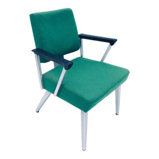 Midcentury Industrial Chair Kelly Green Metal Frame For Sale