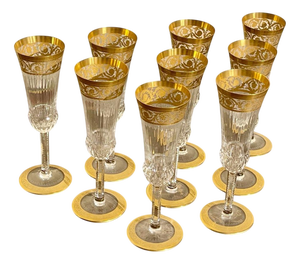 Thistle Champagne Flutes from Saint Louis, Set of 9