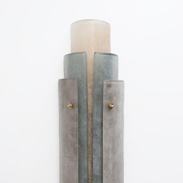 2000 - 2009 Murano Scavo Glass Wall Lamps with Brass Details, 2000, Set of 2 For Sale - Image 5 of 11