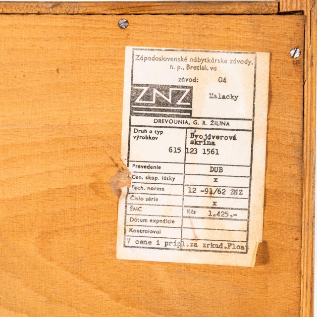 Wood Large Two Door Oak Wardrobe from ZNZ, 1960s For Sale - Image 7 of 11