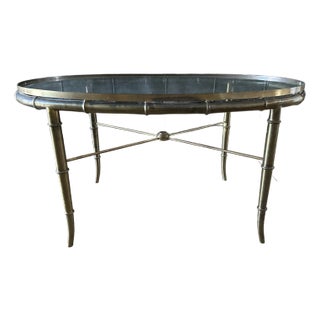Mastercraft Hollywood Regency Faux Bamboo Brass Cocktail Table For Sale