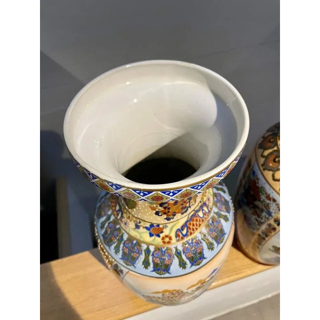 Mid-Century Modern Chinese Vases Depicting Meeting in the Garden, Set of 2 For Sale - Image 3 of 11