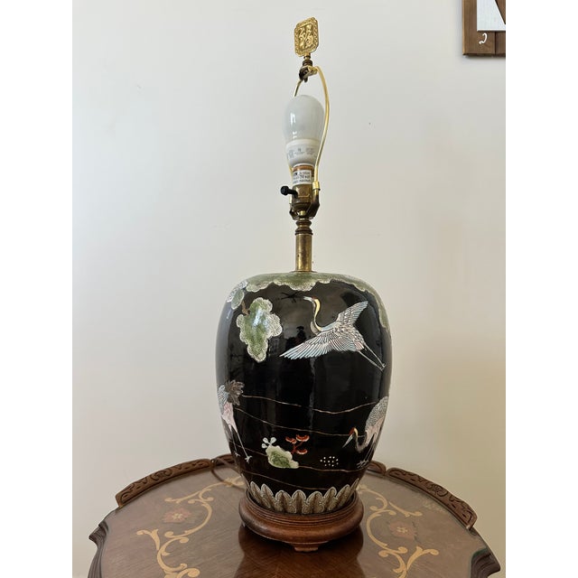 Eastern-inspired ceramic lamp with playful hand-painted storytelling all around. A 19702 interpretation of "Family Noire",...