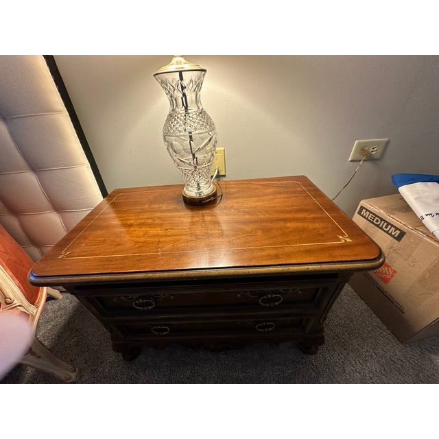 Vintage Drexel Heritage Brittany Collection Louis XV French Provincial Nightstand End Tables (Pair) For Sale - Image 14 of 17