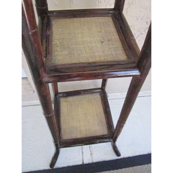 Vintage Burnt Bamboo 3-Tier Plant Stand For Sale - Image 4 of 9