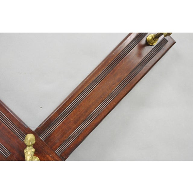 Wood Antique Victorian Mahogany X-Form Wall Coat Rack W/ Brass Knight's Helmet Hooks For Sale - Image 7 of 14