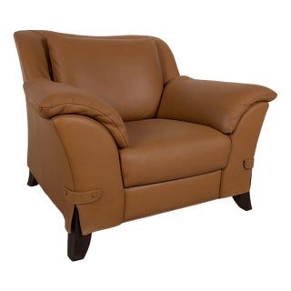 Cognac Leather Armchair from Natuzzi For Sale