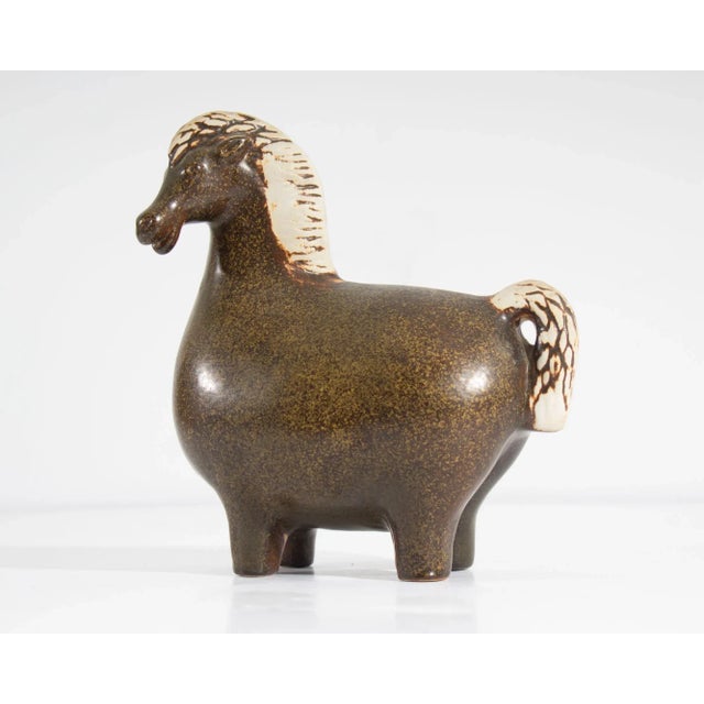 Mid 20th Century Stig Lindberg Gustavsberg Brown Ceramic Horse For Sale - Image 5 of 10