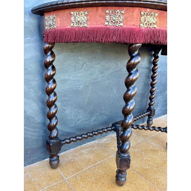 Spanish Baroque Style Demilune Console Table with Twisted Legs, 1920s For Sale - Image 10 of 12