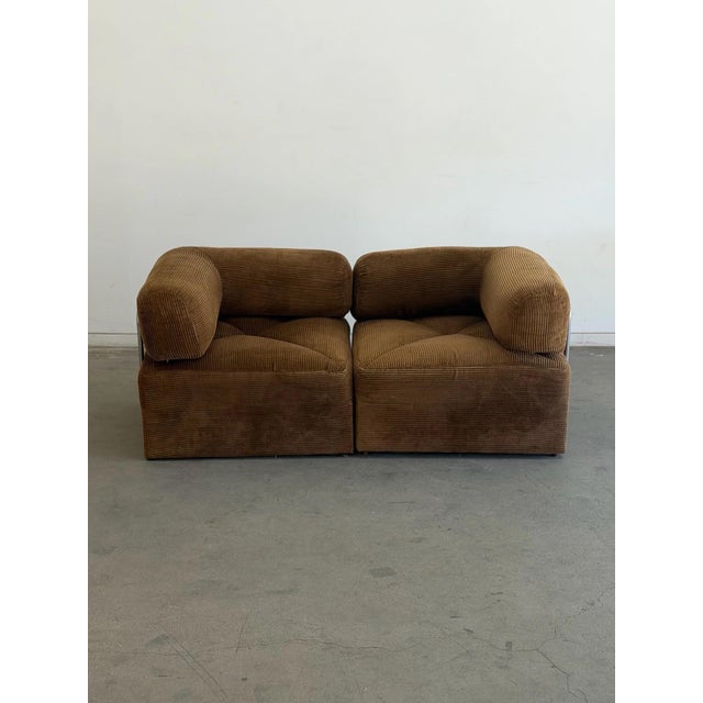 Vintage Chrome and Corduroy Loveseat For Sale In Los Angeles - Image 6 of 11
