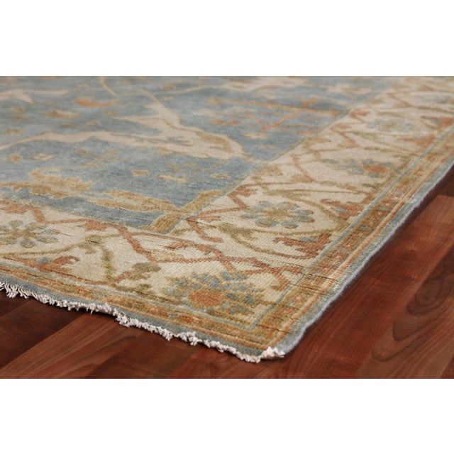 Exquisite Rugs Oushak Hand knotted Wool Blue/Ivory Rug6'x9' Chairish