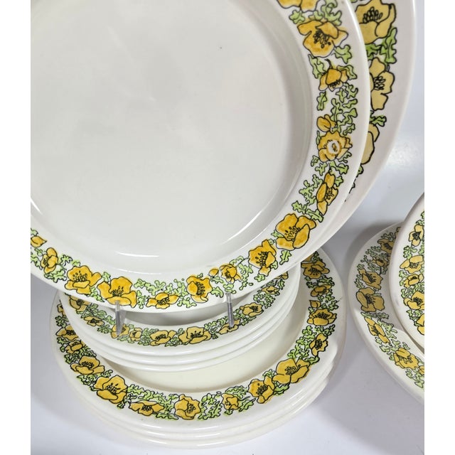 Art Nouveau Buttercup Stoneware- Set of Ten For Sale - Image 12 of 15