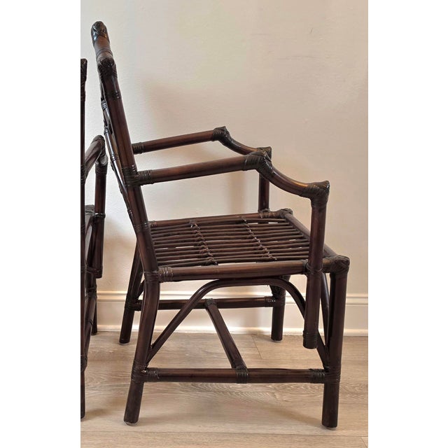 Vintage Chinese Chippendale Organic Bamboo Dining Armchairs - A Pair For Sale - Image 9 of 16