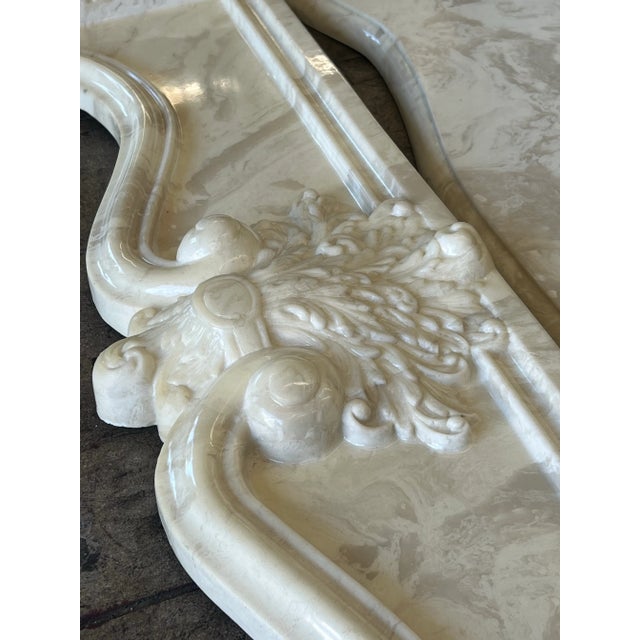 French 1980s Louis XIV Style Artificial Marble Fireplace Surround - Set of 5 For Sale - Image 3 of 12