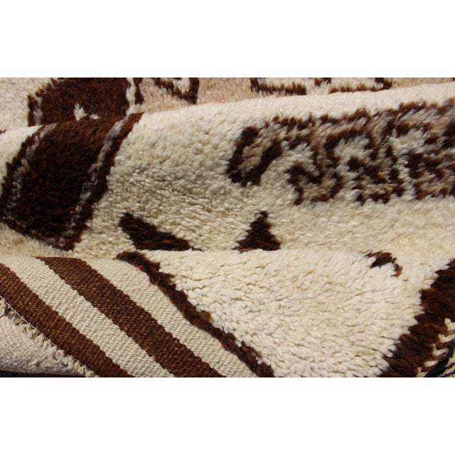 Vintage Turkish Tulu Runner With Brown and Cream Geometric Medallions 3'5 X 11'9 For Sale - Image 11 of 11