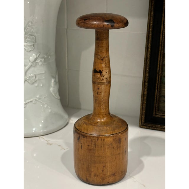 Antique Folk Art Maple Treenware Masher / Pestle For Sale - Image 10 of 12