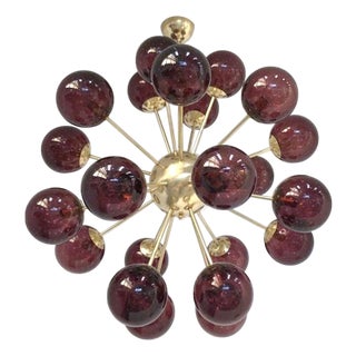 21st Century Nova Natural Brass Amethyst Bubbles Murano Sputnik Chandelier by Fabio LTD For Sale