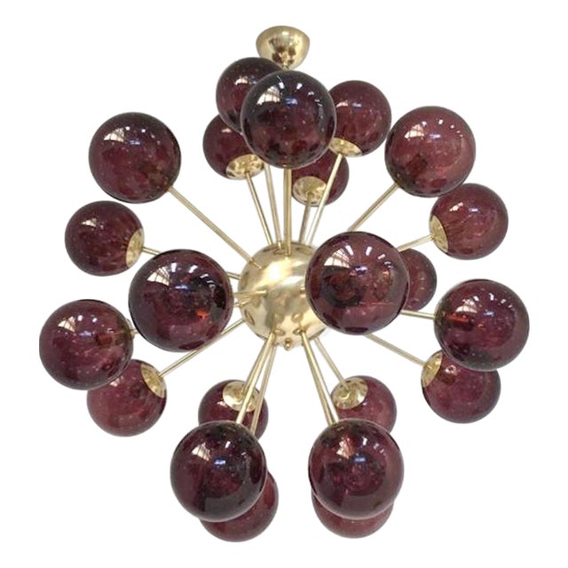 21st Century Nova Natural Brass Amethyst Bubbles Murano Sputnik Chandelier by Fabio LTD For Sale