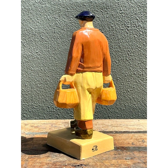 Vintage French Emile Just Bachelet for Henriot Ceramic Fisherman For Sale - Image 10 of 12