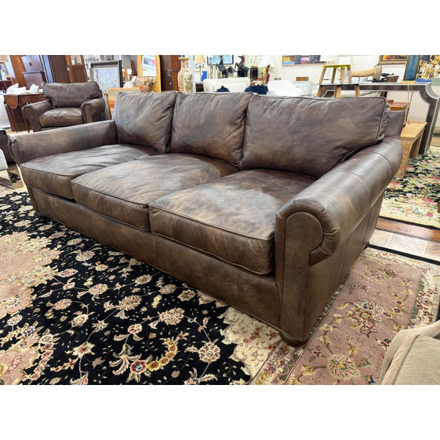 Iconic Restoration Hardware Lancaster sofa, a designer favorite known for its generous proportions and sumptuous comfort....