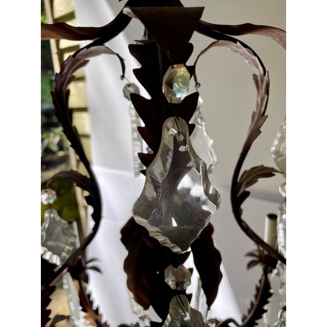 Tole Crystal Chandelier For Sale - Image 10 of 11