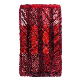 Marianne Richter Midcentury Red Kolmården Rya Rug or Wall Hanging For Sale