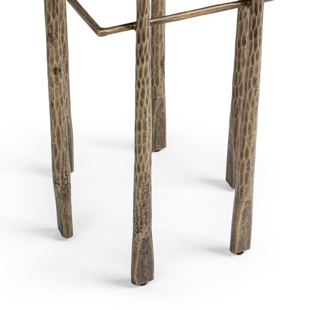 2020s Luna White Marble & Brass Finish Side Table For Sale - Image 5 of 6