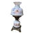 Antique Milk Glass Hurricane Double-Stacked Table Lamp W/ Blue & Pink Hand Painted Florals For Sale