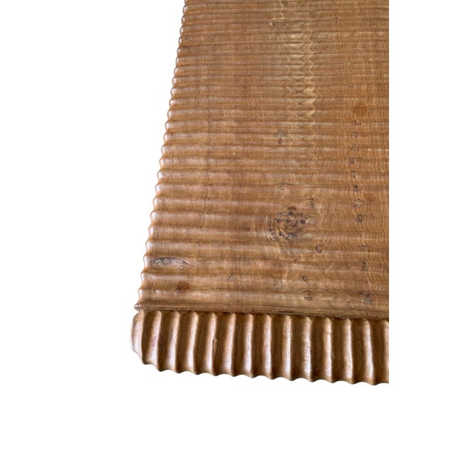 Brown Teak Wood Sofa Table, Hand-Carved Detailing, Modern Organic For Sale - Image 8 of 8