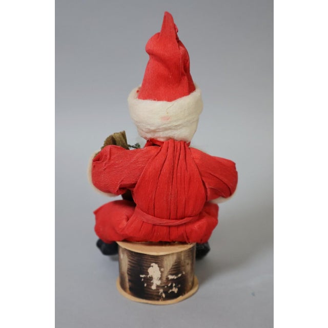 Red Antique German Crepe Paper & Spun Cotton Santa Figure Under Glass Dome, Made in Germany, Circa 1920s For Sale - Image 8 of 10