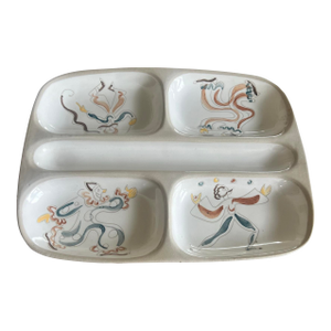 1950s Mid Century Modern Ceramic Glidden Serving Platter Circus Atomic Kitsch Ernest Sohn Menagerie Line