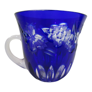 Vintage Nachtmann Traube Cobalt Blue Cut to Clear Punch Cup Grape Design Euc