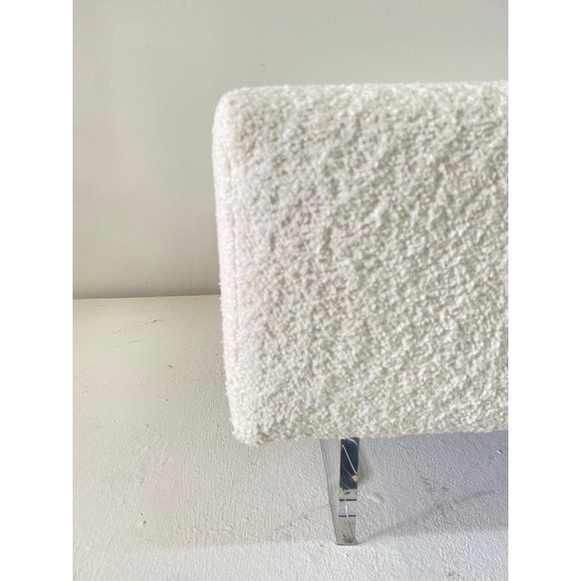 Large Boucle Clad Ottoman by Vladimir Kagan, Lucite Legs For Sale - Image 10 of 18