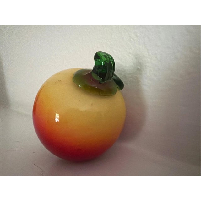 Mid-Century Modern Vintage Murano Style Hand- Blown Glass Art Glass Peach For Sale - Image 3 of 5