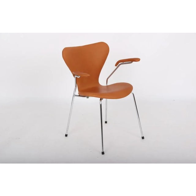 Model 3207 Leather Chairs by Arne Jacobsen for Fritz Hansen, Set of 4 For Sale - Image 5 of 14