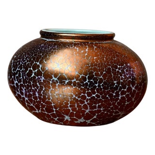 Vintage West German Ceramic Vase with Iridescent Copper Luster, 1960s For Sale