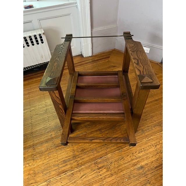 Morris & Co. Morris Style Velvet Upholstered Oak Chair With Ladder Back Which Reclines For Sale - Image 4 of 7