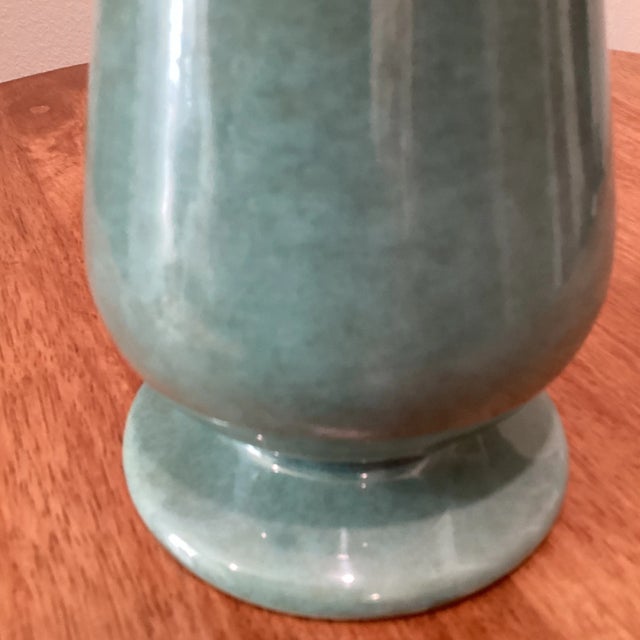 Late 20th Century Late 20th Century Vintage Chinese Light Celadon Green Gray Tone Ceramic Vase For Sale - Image 5 of 8